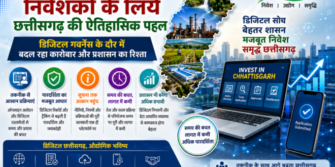 ईज ऑफ डुईंग बिजनेस: निवेशकर्ताओं के लिये छत्तीसगढ़ की ऐतिहासिक पहल,युवा शक्ति, उद्यमिता और निवेश से विकसित छत्तीसगढ़ की नई तस्वीर